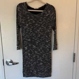 Marine Layer Black and White Knit Long Sleeve Dress